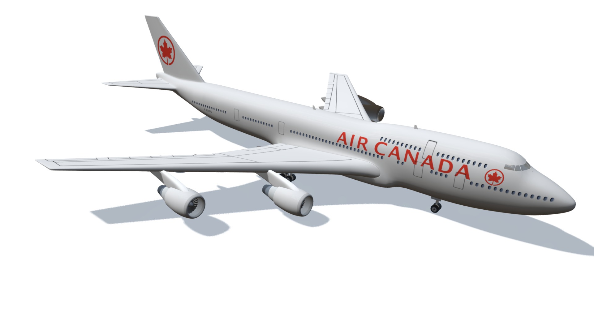 3D model Air Canada Boeing 747 - This is a 3D model of the Air Canada Boeing 747. The 3D model is about a white airplane with red text.