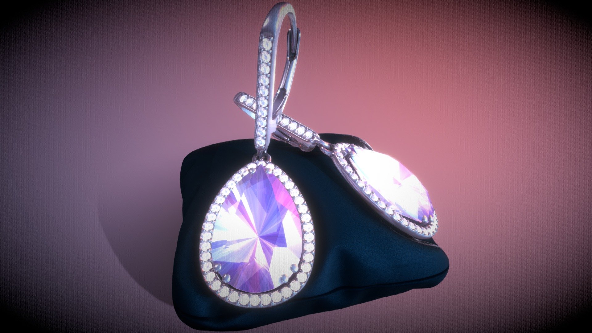Halo Earrings Amethyst and White Topaz