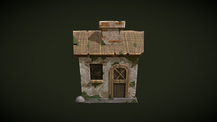 Low poly abandoned stone house 3D Model