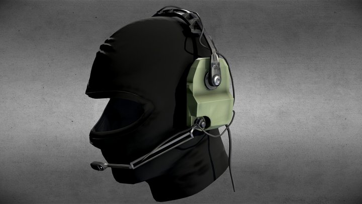 military balaclava and headset 3D Model