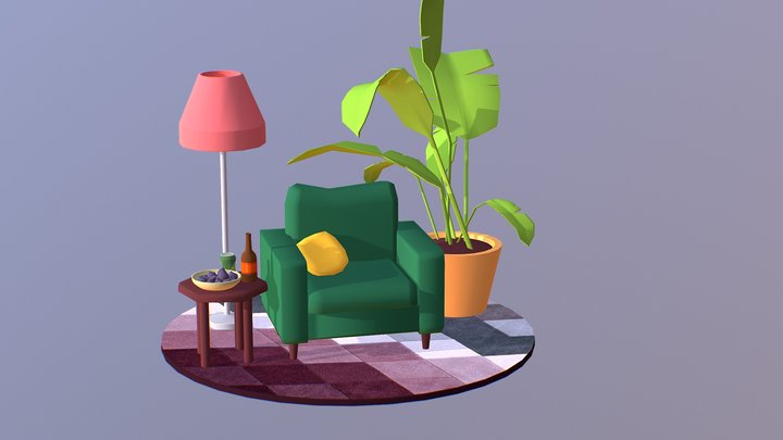 Living Room Diorama 3D Model