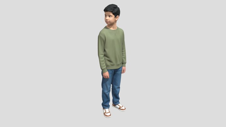 Young Boy In Olive Sweatshirt And Jeans – Modèle 3D gratuit STL
