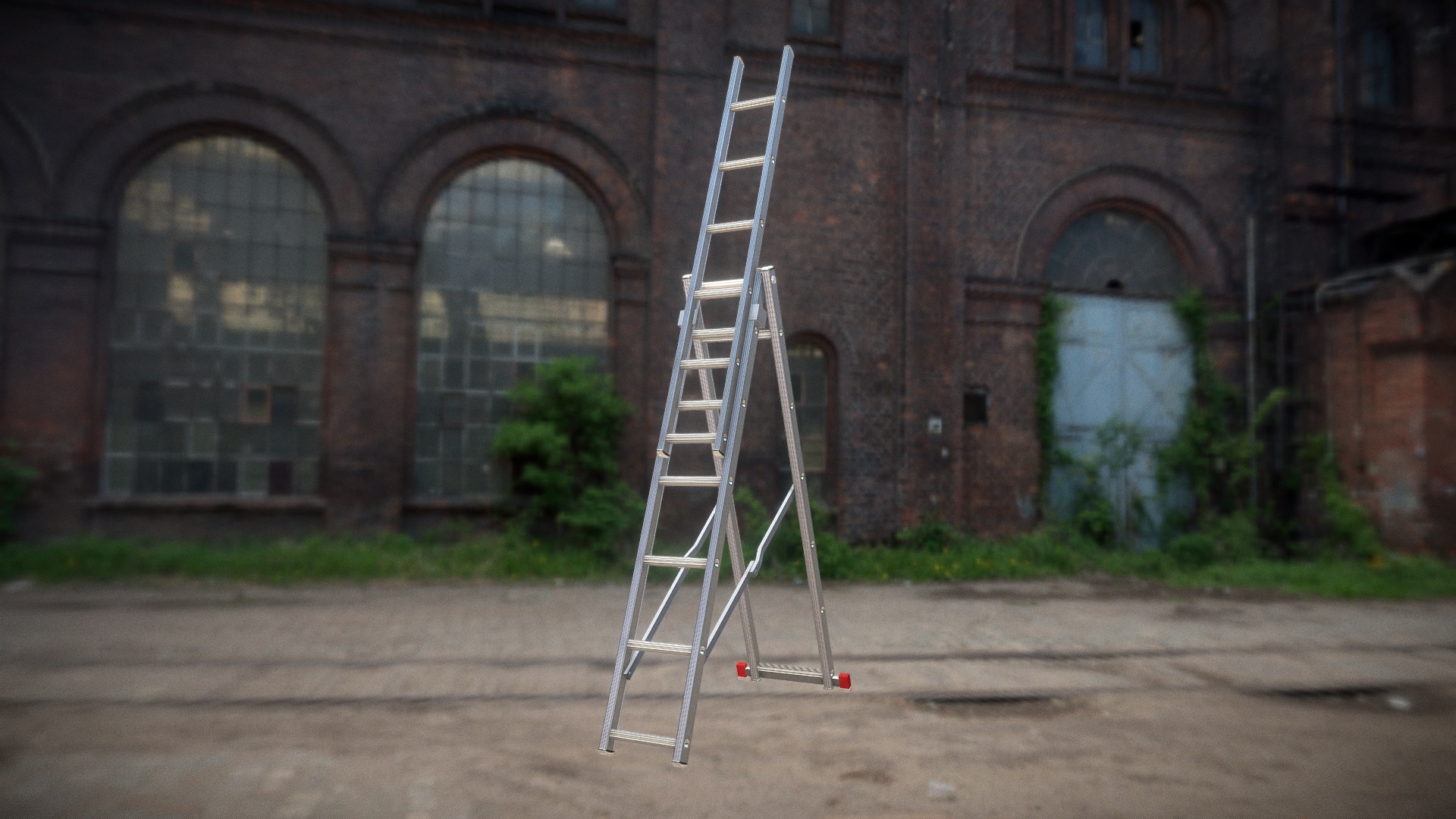 3D model Ladder - This is a 3D model of the Ladder. The 3D model is about a ladder next to a building.