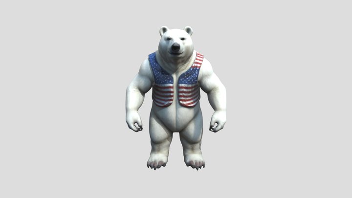 Election polar bear furry. USA patriotic. 3D Model