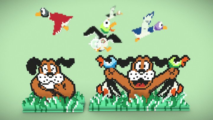 Super Mario Bros Duck Hunt Pixel / Voxel 3D Model