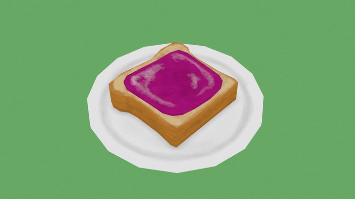 Toast with jam 3D Model