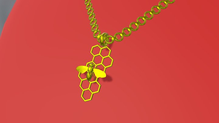 Golden Bee Necklace 3D Model