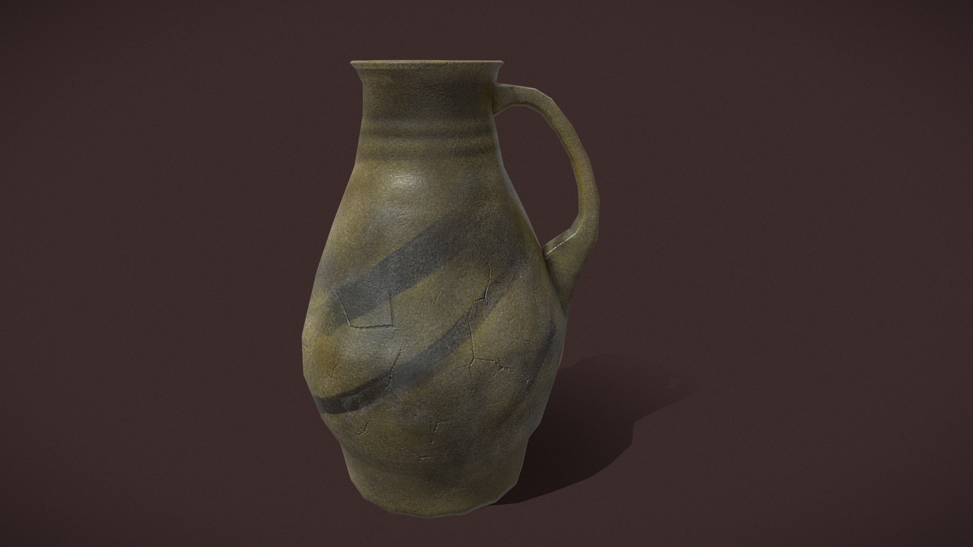 3D model Medieval Jug Lowpoly OBJ - This is a 3D model of the Medieval Jug Lowpoly OBJ. The 3D model is about a ceramic vase with a handle.