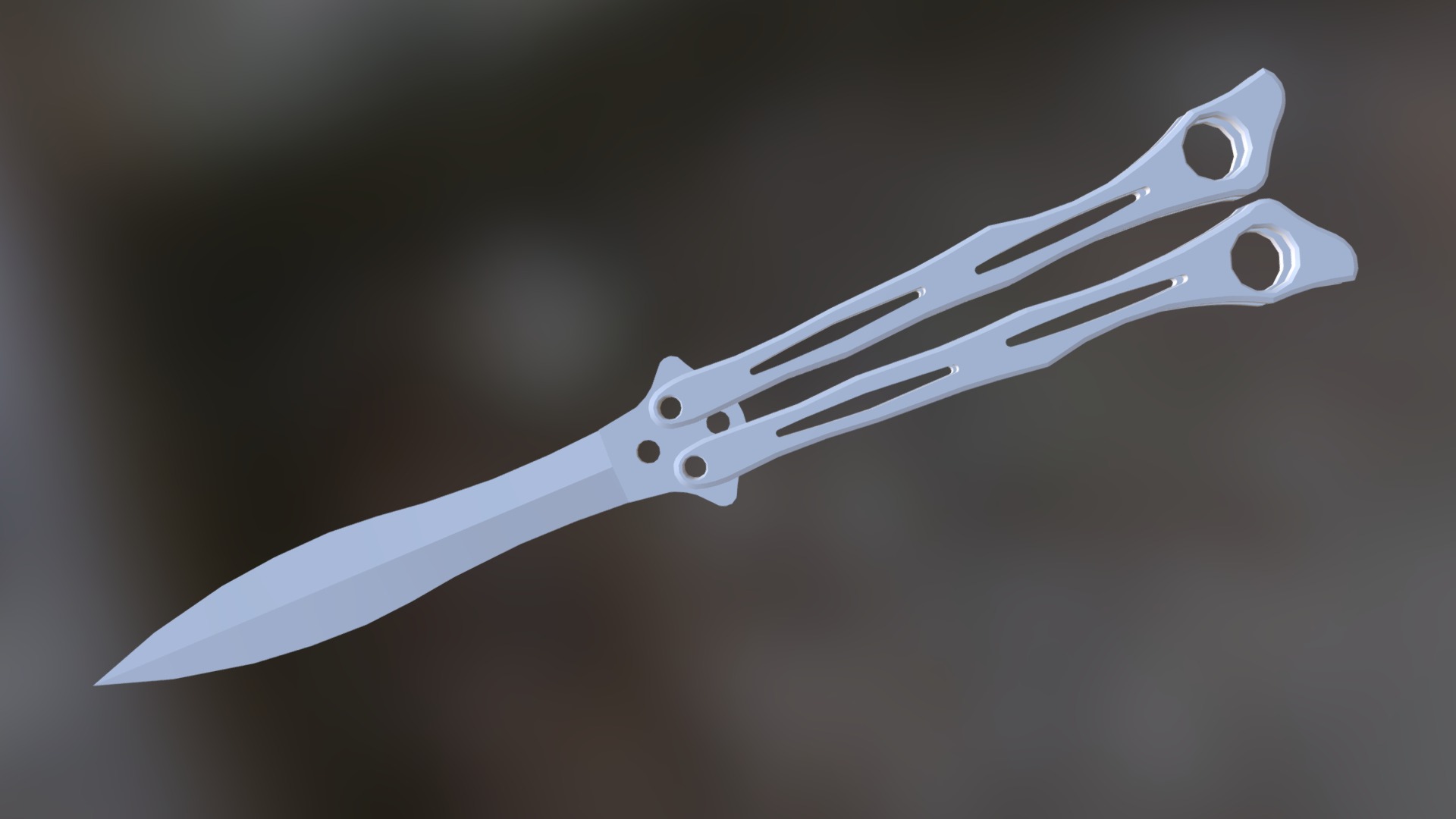 3D model Butterfly Knife - This is a 3D model of the Butterfly Knife. The 3D model is about a white knife with a black handle.