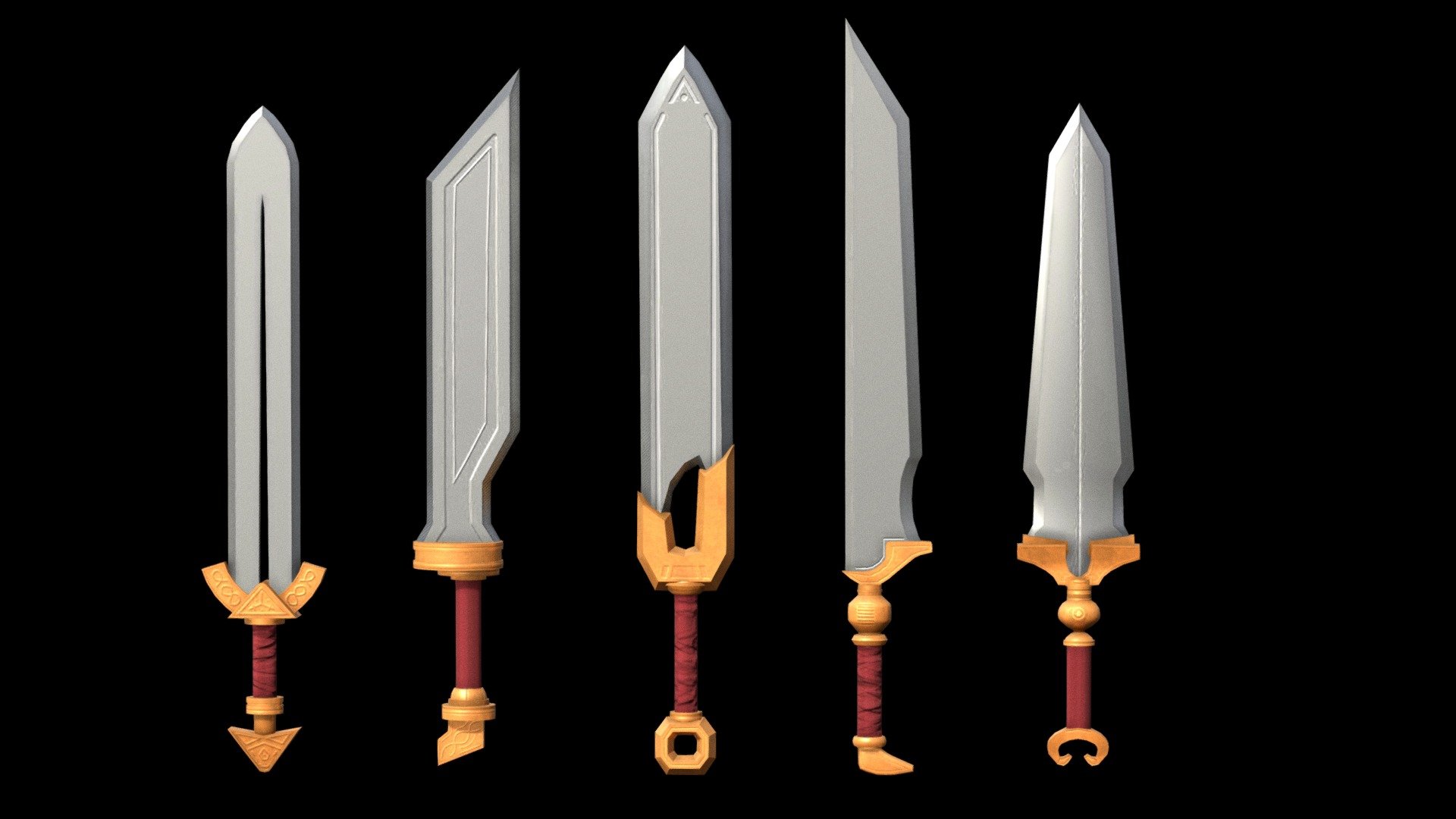 Low Poly Swords Pack Download Free 3D model by Zambur