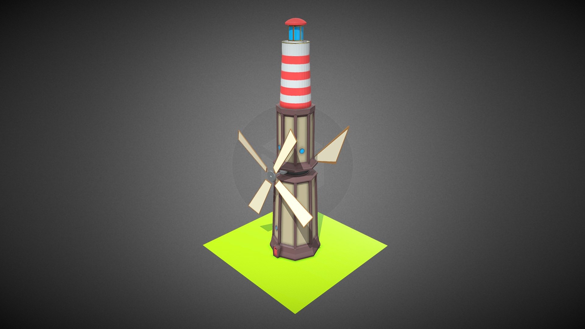 Low Poly Windmill Light House