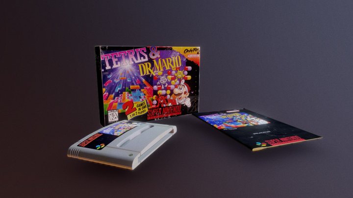 SNES/Super-Famicom Dr.Mario & Tetris Game 3D Model