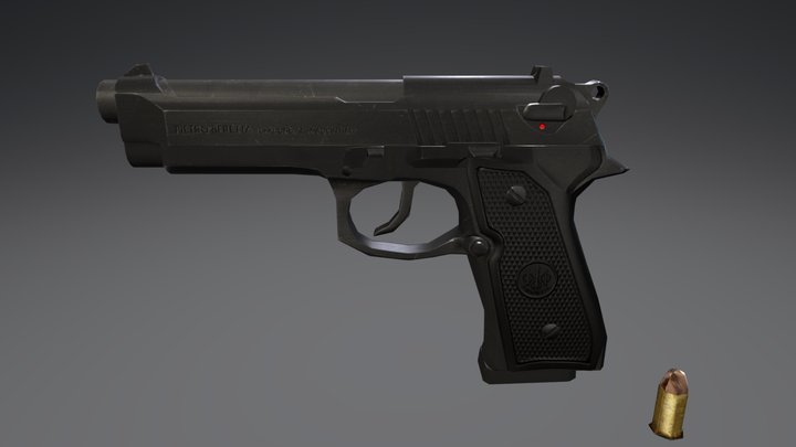 Beretta M9 - game model 3D Model