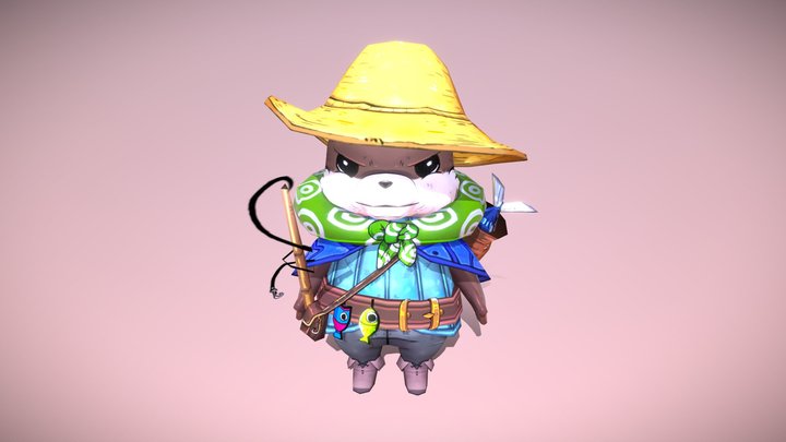 fishing river otter 3D Model
