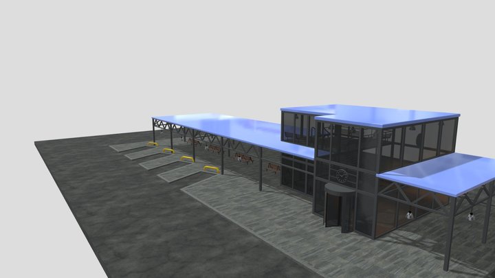 Modern Bus Station 3D Model