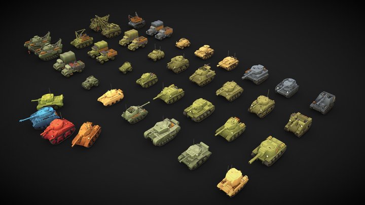 WW2 Stylized Tanks : Starter Pack 3D Model