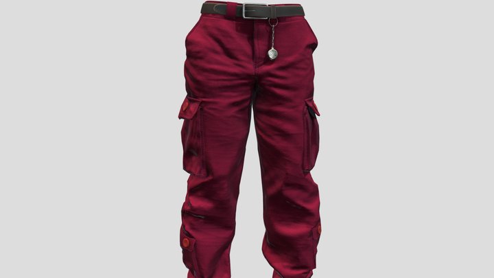 Female Hip-Hop Urban Baggy Cargo Pants 3D Model