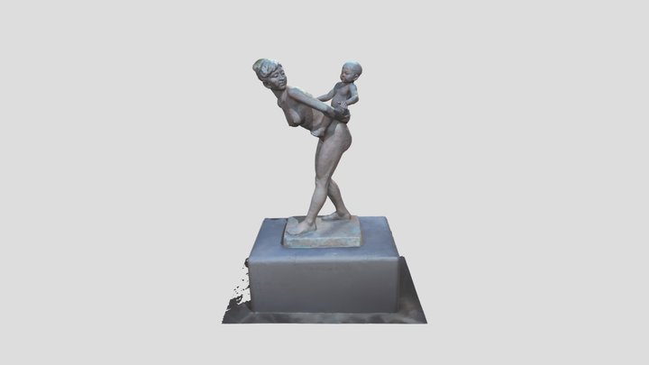 Bronze statue of Mother and her baby 3D Model