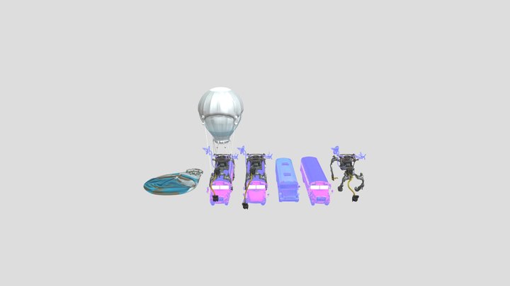 Fortnite Battle Buses Gallery 3D Model