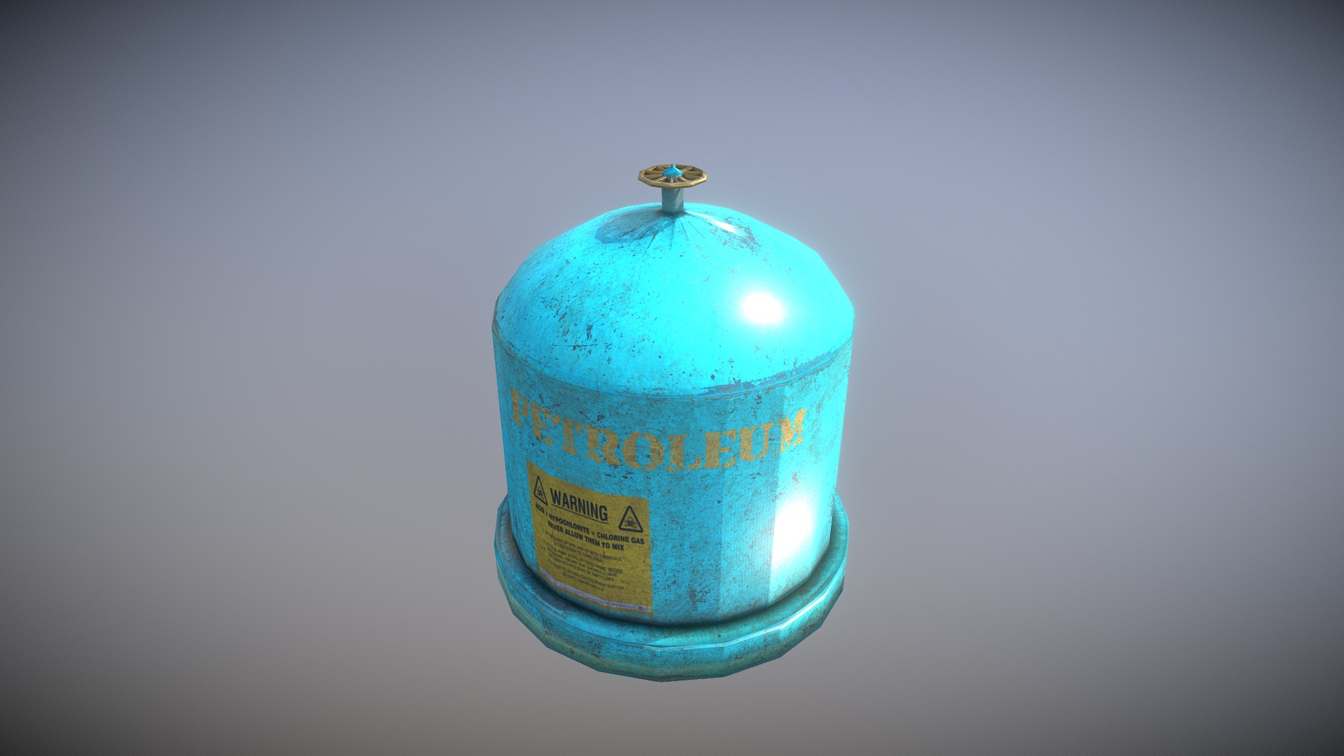 3D model Gas Bottle Small - This is a 3D model of the Gas Bottle Small. The 3D model is about a blue and yellow glass bottle.