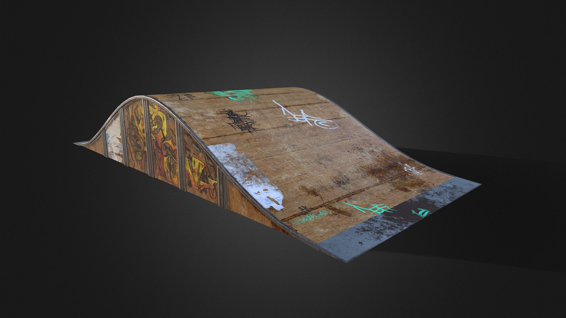 3D model Skate Ramp - This is a 3D model of the Skate Ramp. The 3D model is about a rectangular object with a design on it.