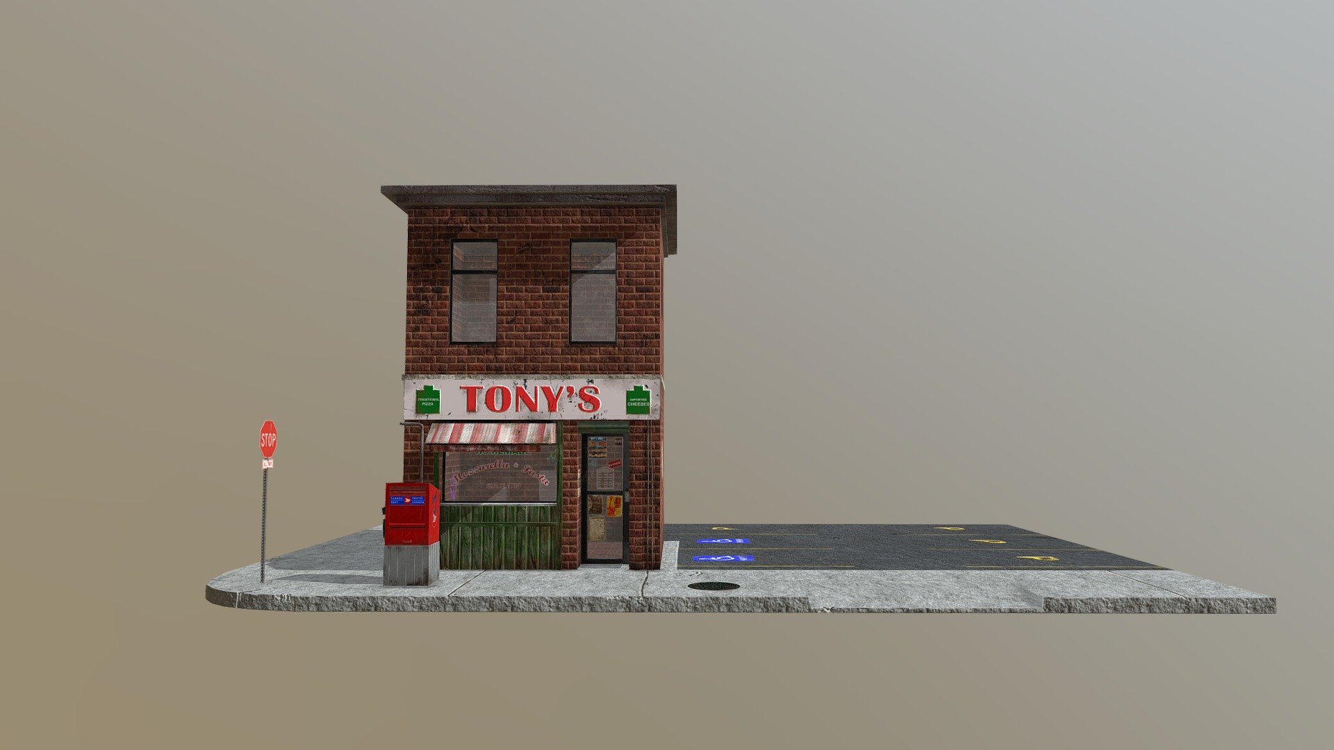 Street Corner Restaurant 3D model by AdriB [ba2c5b3] Sketchfab