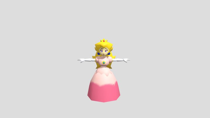 happy cute Peach 64 3D Model