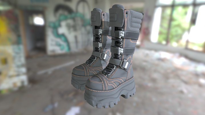 Combat Boots 3D Model