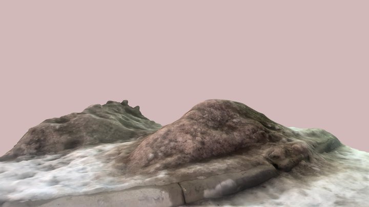 Snowy mound above a curb and terrain 3D Model