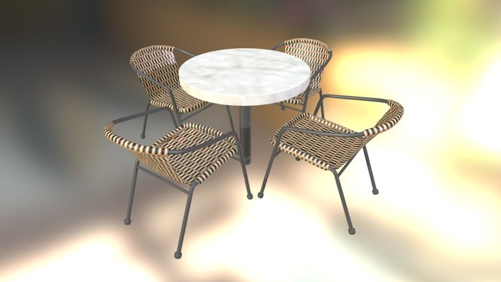 Outdoor table & chairs 3D Model