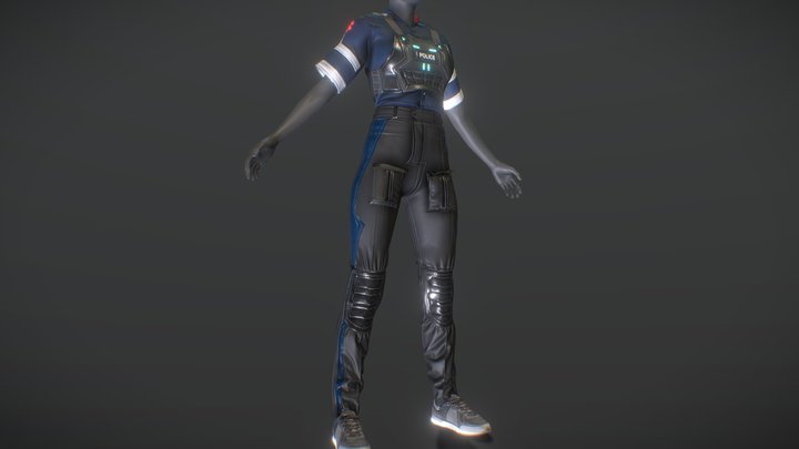 cyber cop clothing set 3D Model