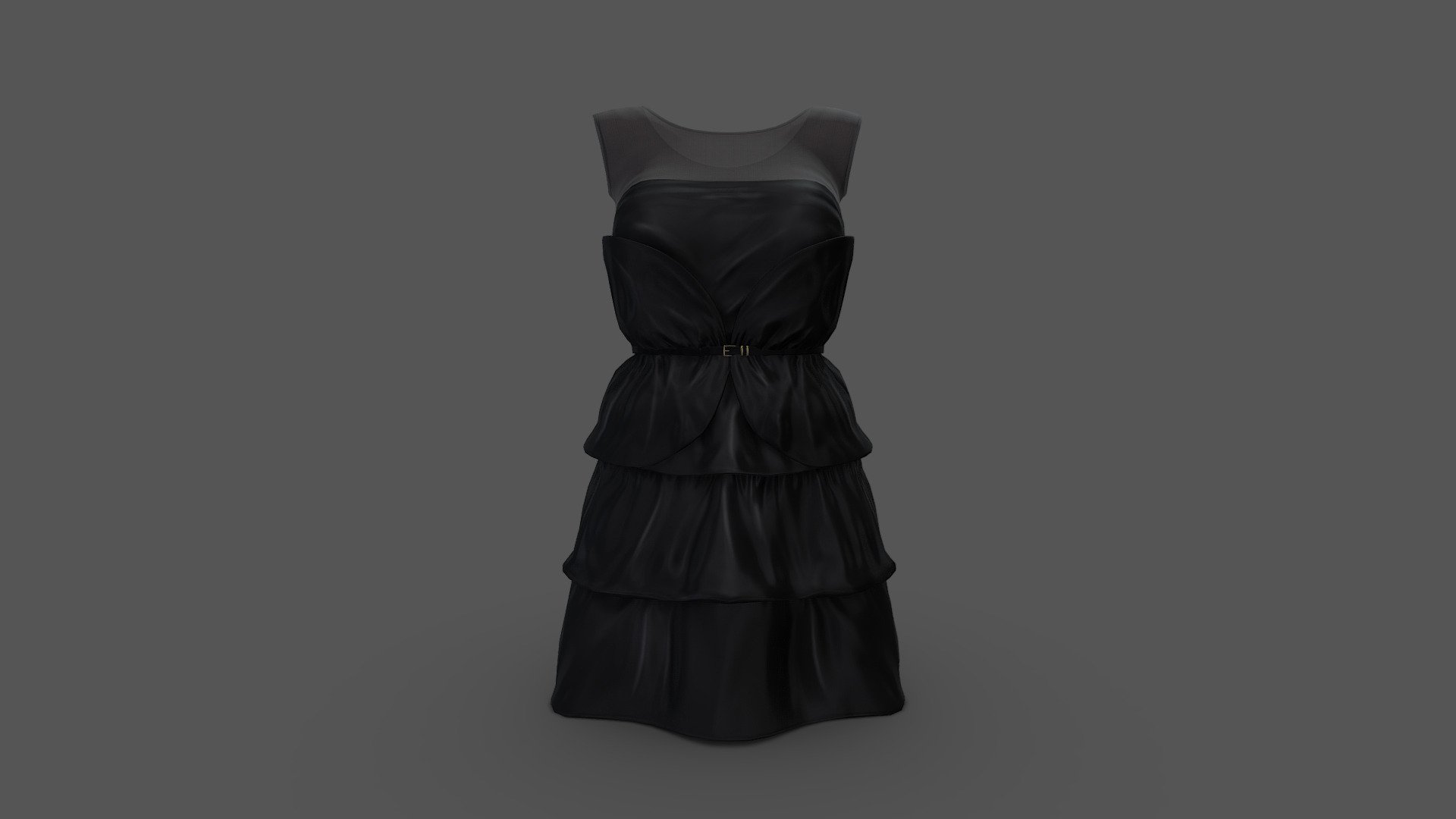 Ruffled Layered Little Black Dress - Buy Royalty Free 3D model by 3dia ...