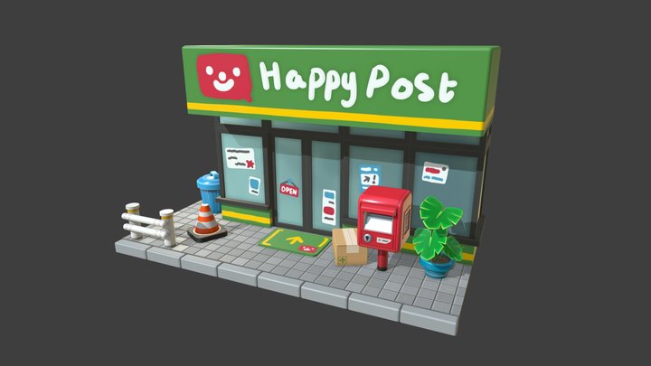 Happy Post Office Diorama 3D Model