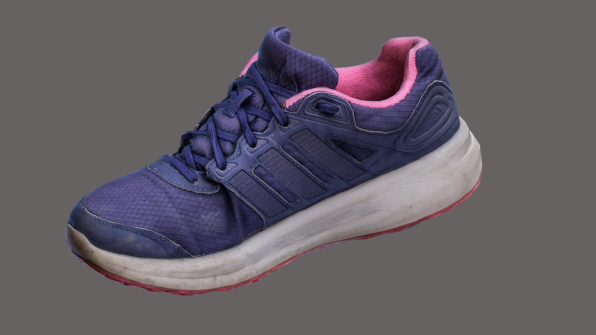 3D model Worn sneaker shoe low poly - This is a 3D model of the Worn sneaker shoe low poly. The 3D model is about a purple and white shoe.