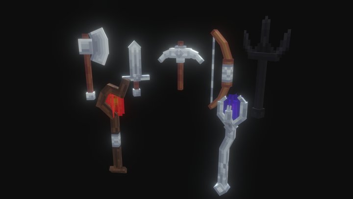 Custom Minecraft weapons 3D Model