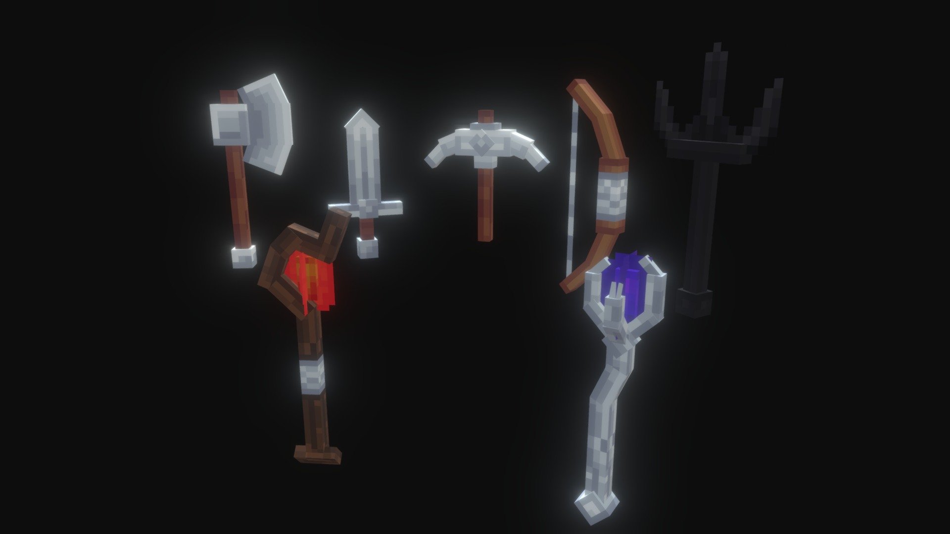 Custom Minecraft weapons - 3D model by MrFredxz [ba467db] - Sketchfab