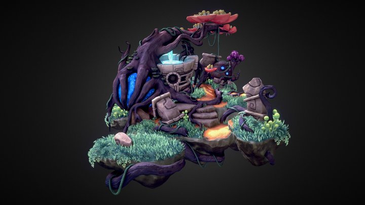 Fantasy Floating Island 3D Model
