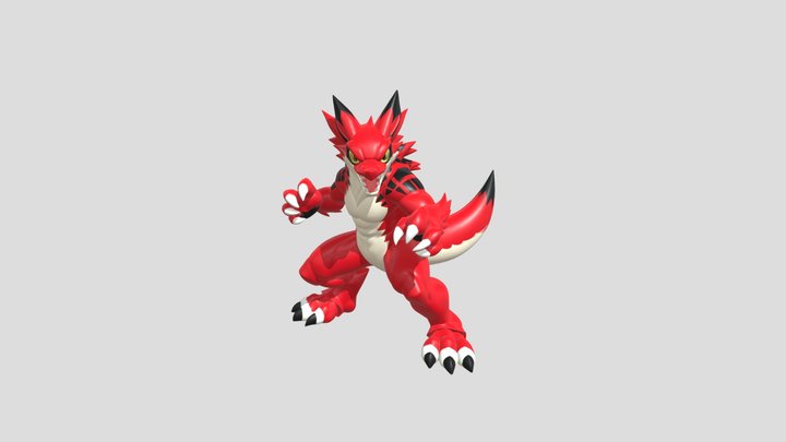 Crimson Fury Dragon 3D Model