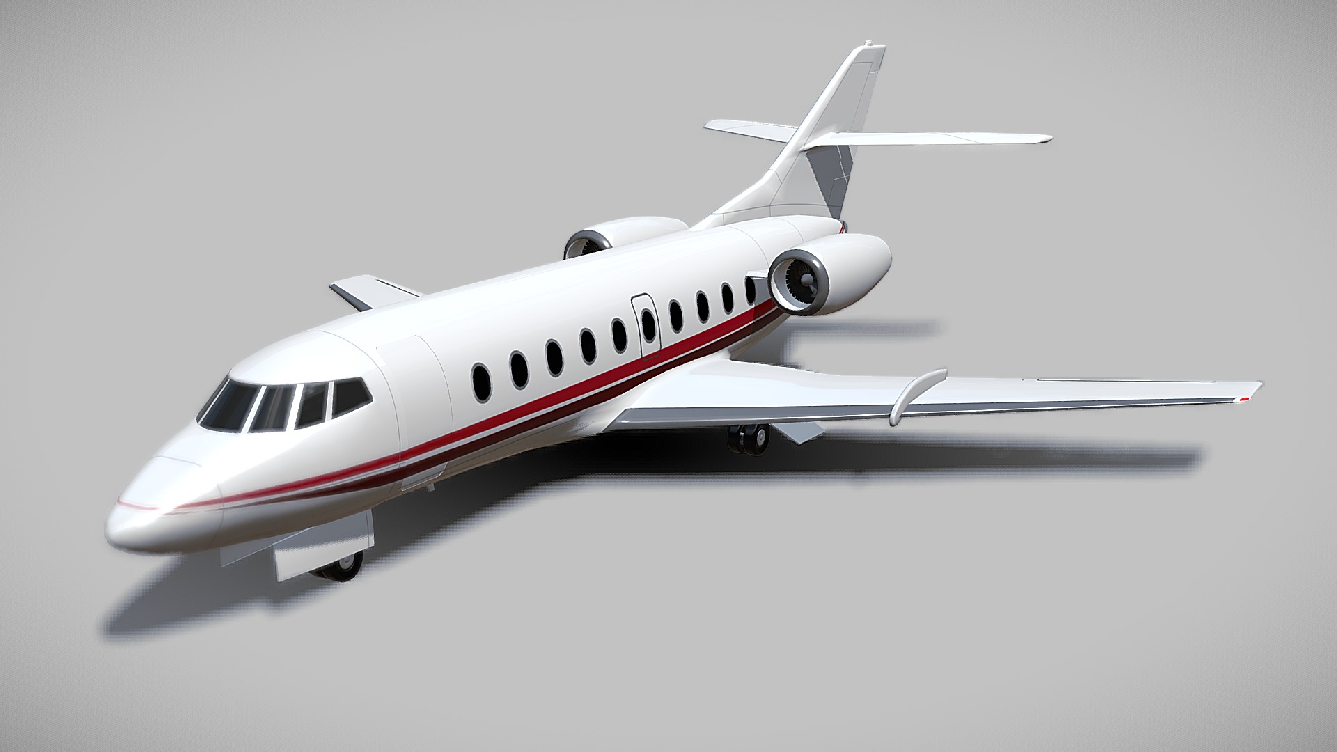 3D model Dassault Falcon 30 private jet - This is a 3D model of the Dassault Falcon 30 private jet. The 3D model is about a white and red airplane.