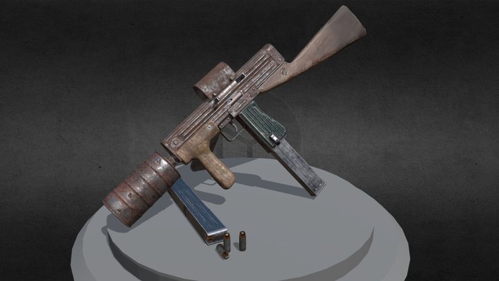 Post Apocalyptic Machine Pistol 3D Model