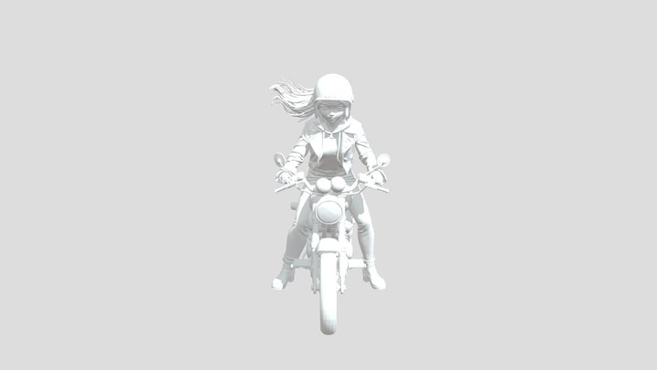 woman on motorcycle 3D Model