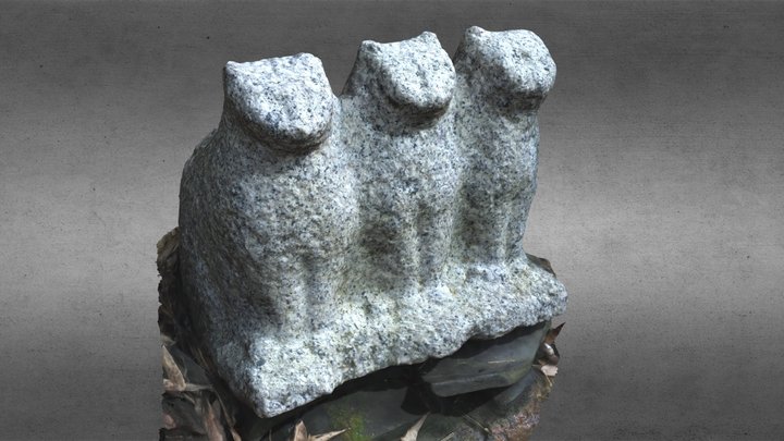 伊達市月舘町熊野神社の猫碑　Cat Monument in Japanfukushima 3D Model