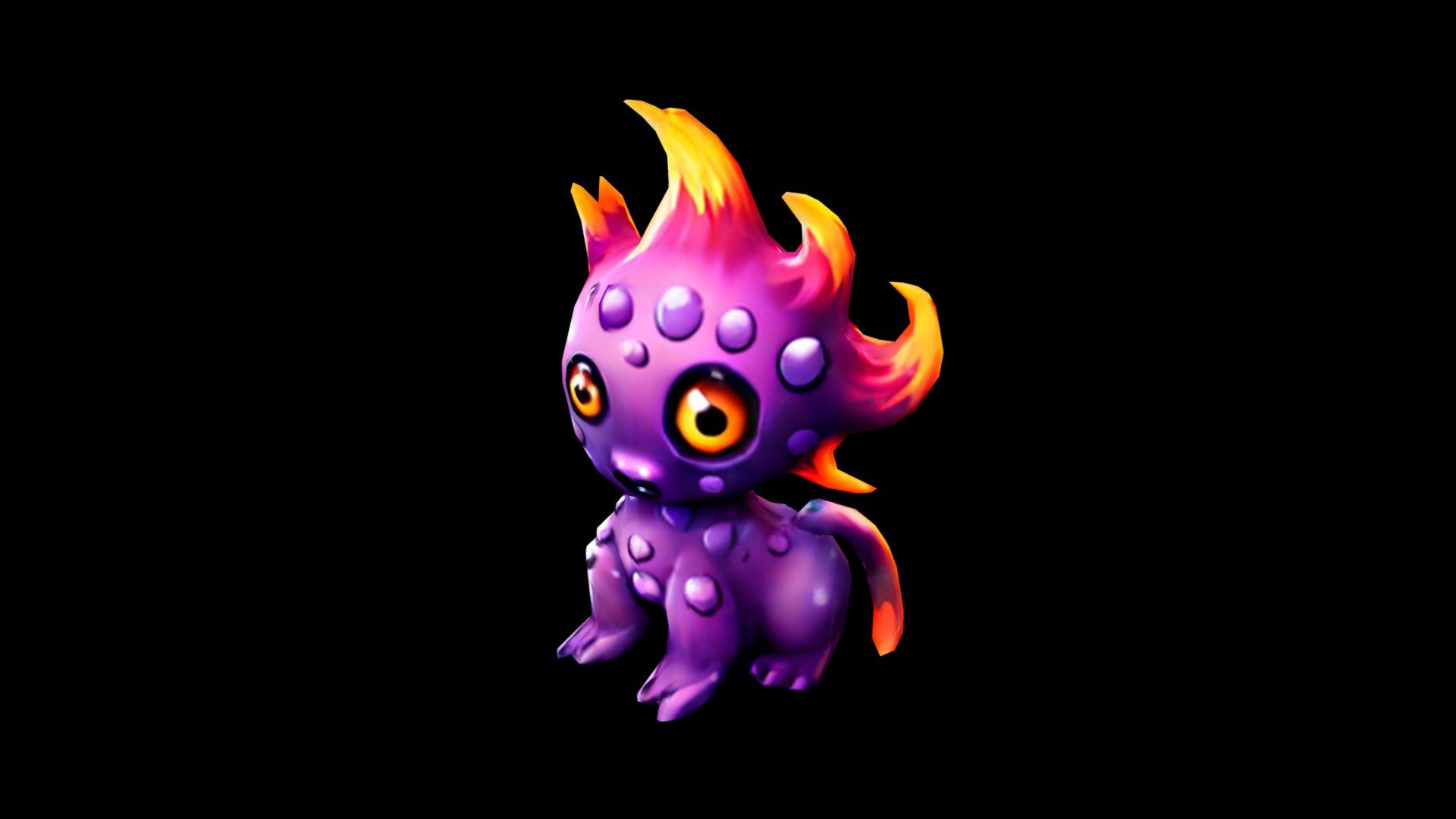 A purple, horned monster with angry orange spike - Download Free 3D ...