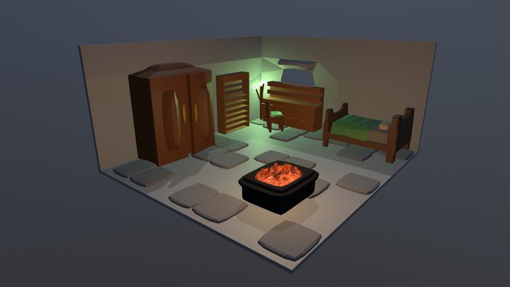 Soft lowpoly room 3D Model