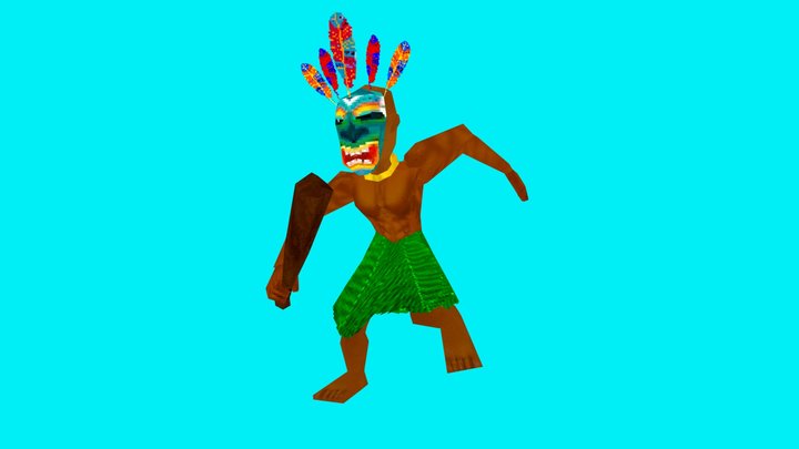 Animated tribe member character in PSX/PS1 style 3D Model