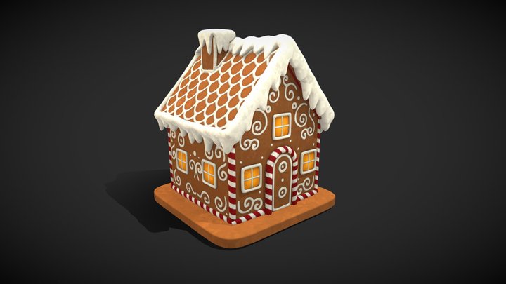 Stylized Gingerbread House – Game Ready Prop 3D Model