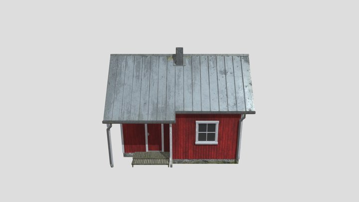 Scandinavian red cabin 3D Model