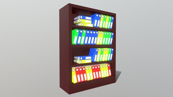 Cabinet Shelf with files 3D Model