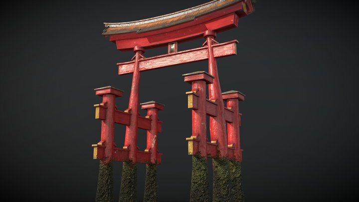 Japanese Torii Low Poly 3D Model