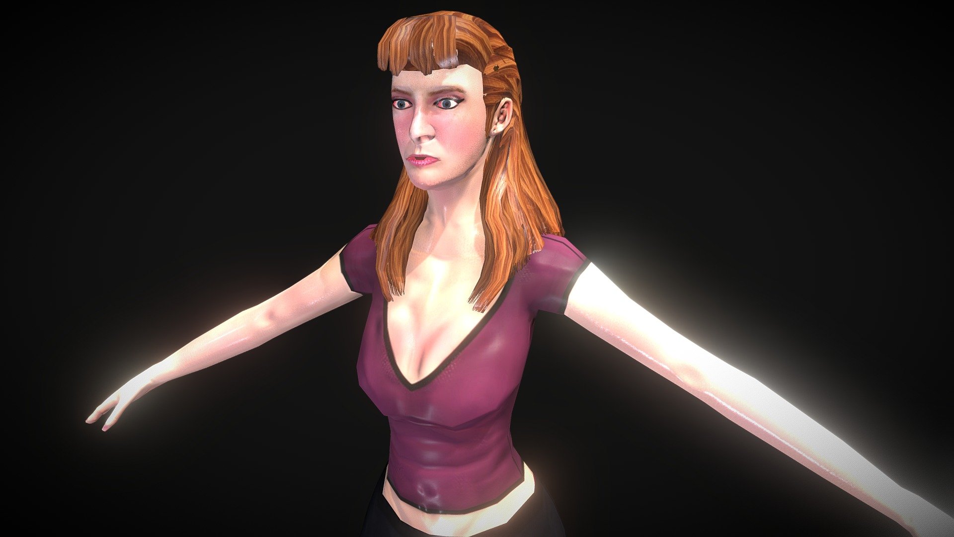 Low Poly Red Hair -Gift Model